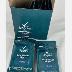 Degree Men Cool Rush Scent Pre-Moistened Deodorant Wipes 10 Ct 8 Packs 80 Wipes